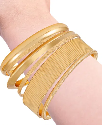 Guess 6-pc. Set Multi Size Polished Bangle Bracelets In Gold