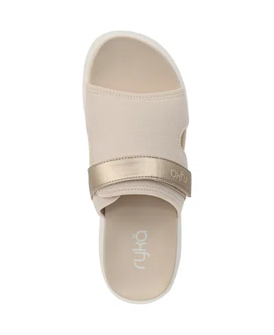 Ryka Rykä Brilliant Slide Sandal In Tapioca Beige Mesh Fabric