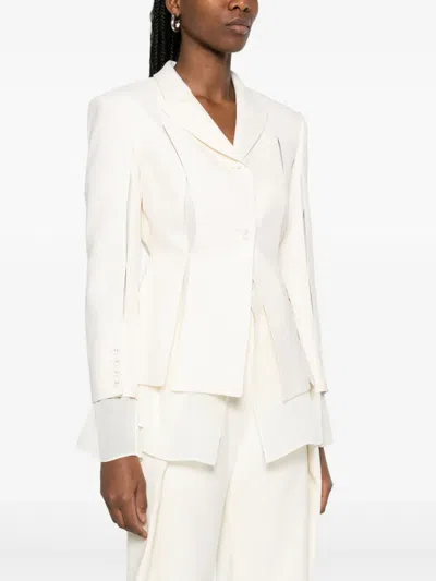 Rokh Cut-out Layered Blazer In Neutrals