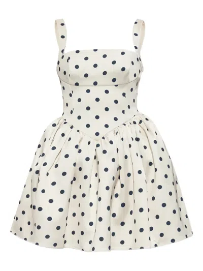 Self-portrait "polka Dot" Mini Dress In White