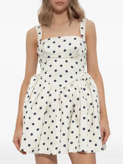 Self-portrait "polka Dot" Mini Dress In White