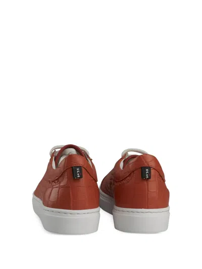 Kiton Leather Sneakers In Orange