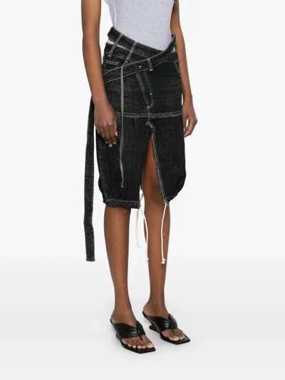 Ottolinger Wrap Denim Skirt In Black