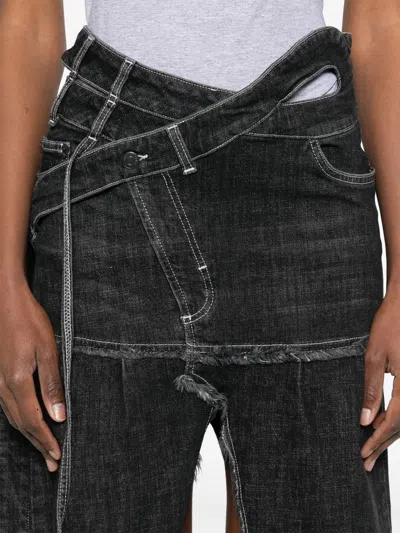 Ottolinger Wrap Denim Skirt In Black