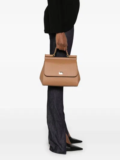 Dolce & Gabbana Sicily Tote Bag In Brown