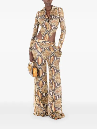 Roberto Cavalli Hemd Body Mit Python-print In Neutrals