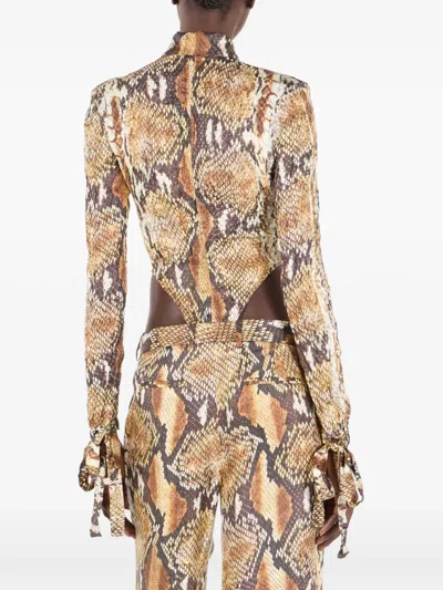 Roberto Cavalli Hemd Body Mit Python-print In Neutrals