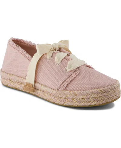 Toms Women's Carolina Lace-up Espadrille Sneakers In Pale Rose Beachside Woven,fray