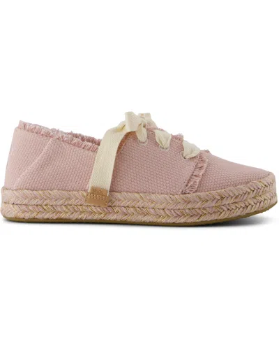 Toms Women's Carolina Lace-up Espadrille Sneakers In Pale Rose Beachside Woven,fray