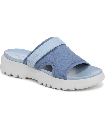 Ryka Rykä Brilliant Slide Sandal In Manor Blue Mesh Fabric