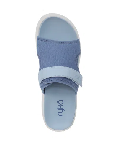 Ryka Rykä Brilliant Slide Sandal In Manor Blue Mesh Fabric