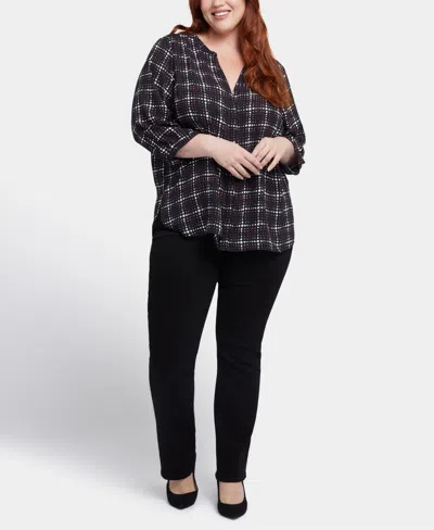 Nydj Plus Size Pintuck Blouse In Lattice Dots