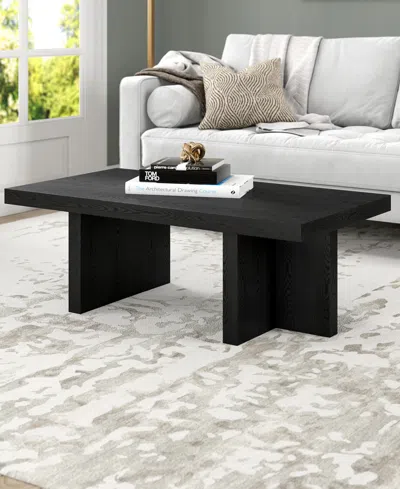 Hudson & Canal 44" Dimitra Wide Rectangular Coffee Table In Black Grain