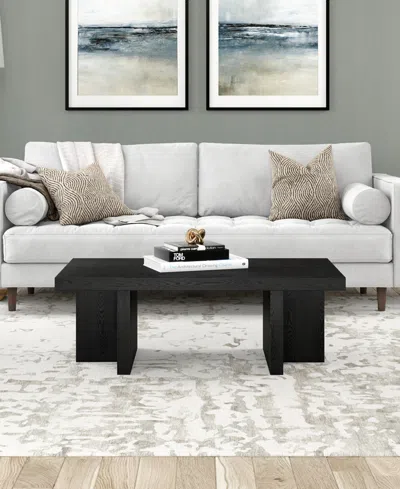 Hudson & Canal 44" Dimitra Wide Rectangular Coffee Table In Black Grain