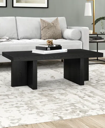 Hudson & Canal 44" Dimitra Wide Rectangular Coffee Table In Black Grain