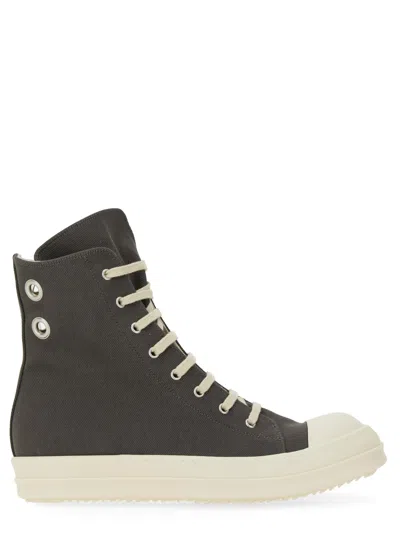 Rick Owens Drkshdw High-top Cotton Trainers In Grey