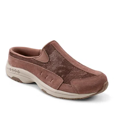Easy Spirit Women's Traveltime Slip-on Mule Walking Sneakers In Dark Taupe
