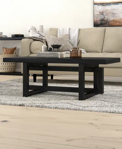 Hudson & Canal 47" Breslow Wide Rectangular Coffee Table In Black Grain