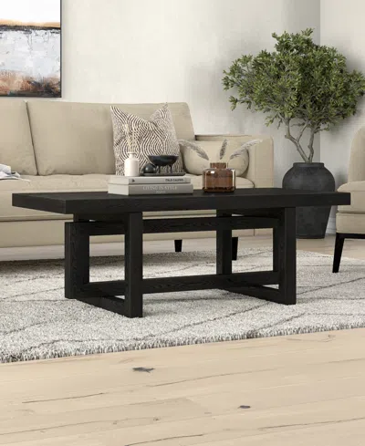 Hudson & Canal 47" Breslow Wide Rectangular Coffee Table In Black Grain