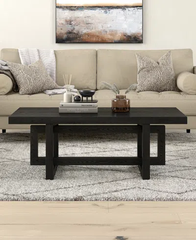 Hudson & Canal 47" Breslow Wide Rectangular Coffee Table In Black Grain