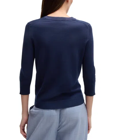 Hugo Boss Boss Filbure Wool Henley Top In Clean Navy