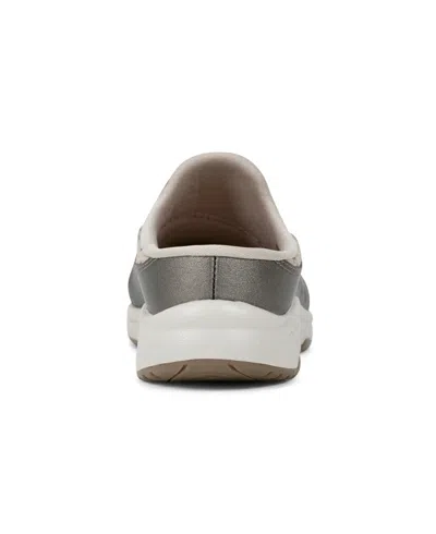 Easy Spirit Travel Time 730 Womens Animal Print Leather Slip-on Sneakers In Pewter Leopard