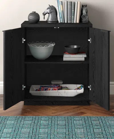Hudson & Canal 28" Mansfield Wide Rectangular Accent Cabinet In Black Grain