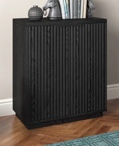 Hudson & Canal 28" Mansfield Wide Rectangular Accent Cabinet In Black Grain