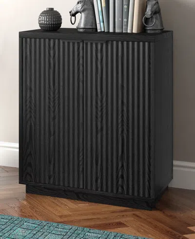 Hudson & Canal 28" Mansfield Wide Rectangular Accent Cabinet In Black Grain