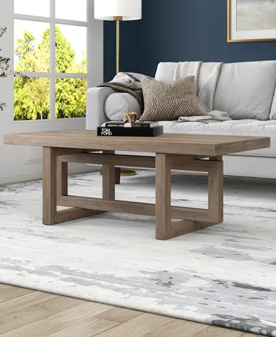 Hudson & Canal 47" Breslow Wide Rectangular Coffee Table In Antiqued Gray Oak
