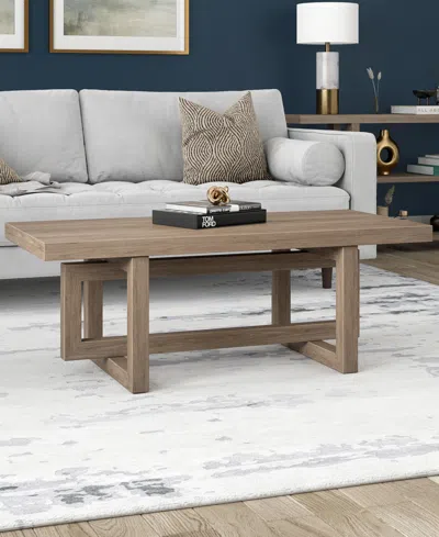 Hudson & Canal 47" Breslow Wide Rectangular Coffee Table In Antiqued Gray Oak