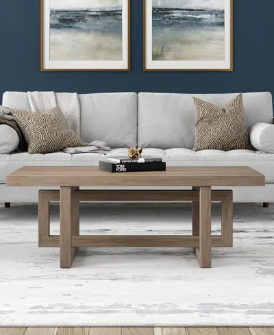 Hudson & Canal 47" Breslow Wide Rectangular Coffee Table In Antiqued Gray Oak