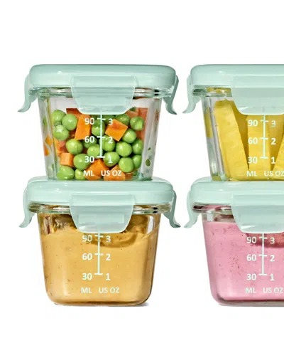 Oxo Tot Glass 4-pack Baby Blocks Food Storage Containers In Opal
