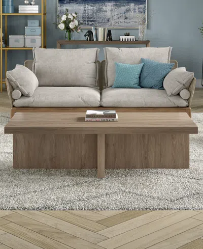 Hudson & Canal 54" Elna Wide Rectangular Coffee Table In Antiqued Gray Oak