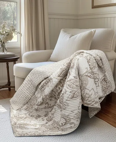 Levtex Bennett Reversible Paisley Quilted Throw, 50" X 60" In Taupe