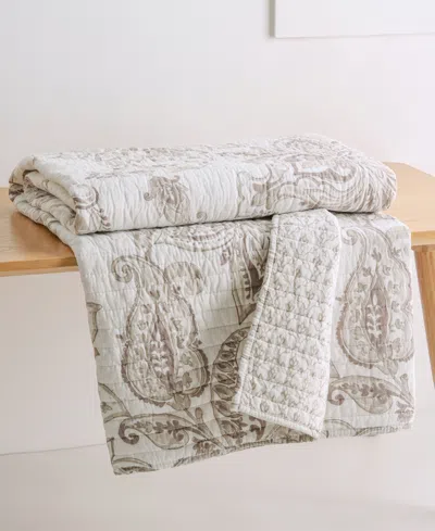 Levtex Bennett Reversible Paisley Quilted Throw, 50" X 60" In Taupe