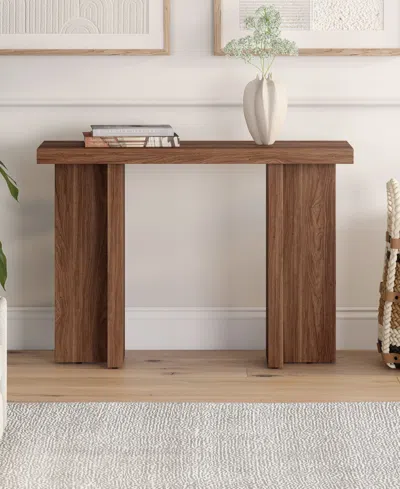 Hudson & Canal 42" Dimitra Wide Rectangular Console Table In Satin Walnut