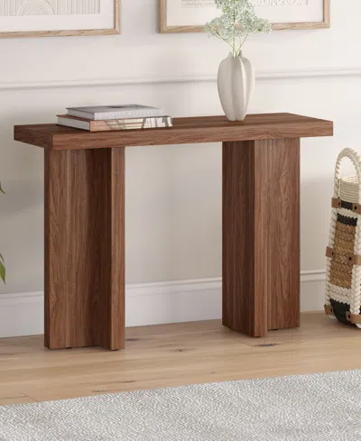 Hudson & Canal 42" Dimitra Wide Rectangular Console Table In Satin Walnut