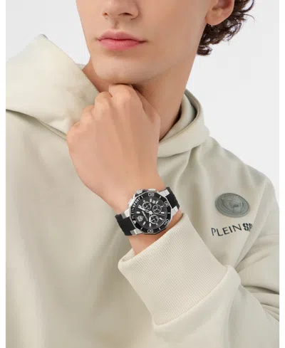 Plein Sport Men's Titan Chronograph Date Quartz Black Silicone Strap Watch, 46mm In Black