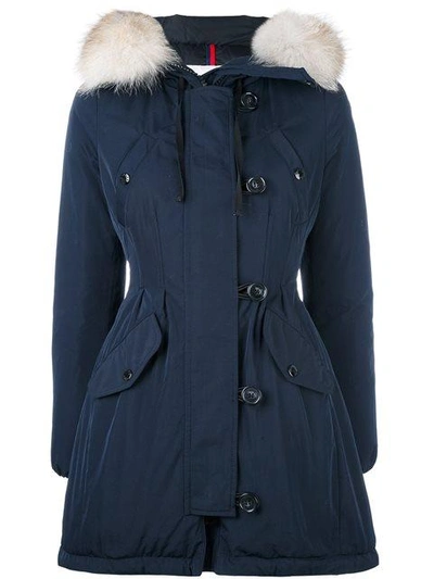 Moncler Arriette Fur-trim Puffer Coat In Blue