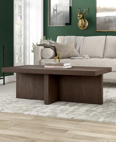 Hudson & Canal 44" Elna Wide Rectangular Coffee Table In Alder Brown