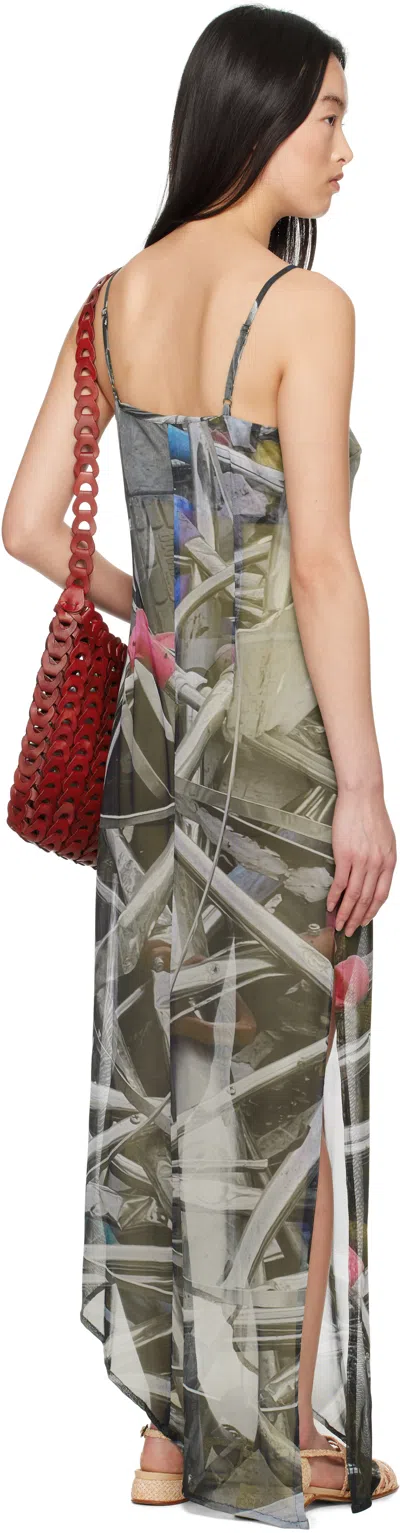 Serapis Multicolor Scrap Yard Mesh Slip Maxi Dress In Print