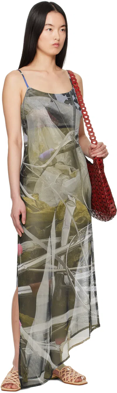 Serapis Multicolor Scrap Yard Mesh Slip Maxi Dress In Print