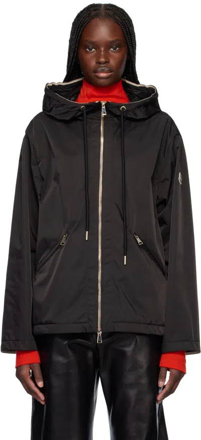 Moncler Cassiopea Drawstring Hooded Coat In Black
