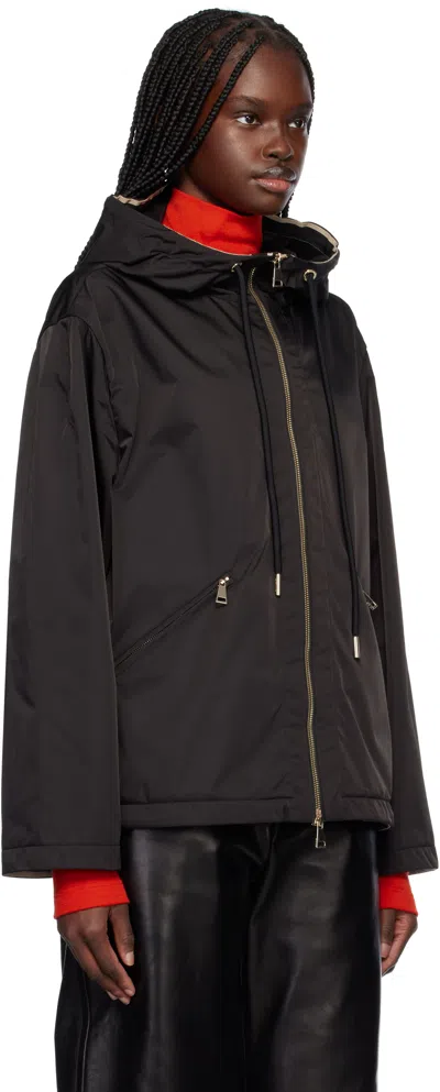 Moncler Cassiopea Drawstring Hooded Coat In Black