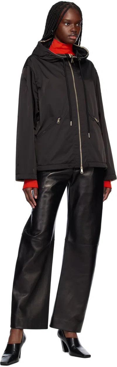 Moncler Cassiopea Drawstring Hooded Coat In Black
