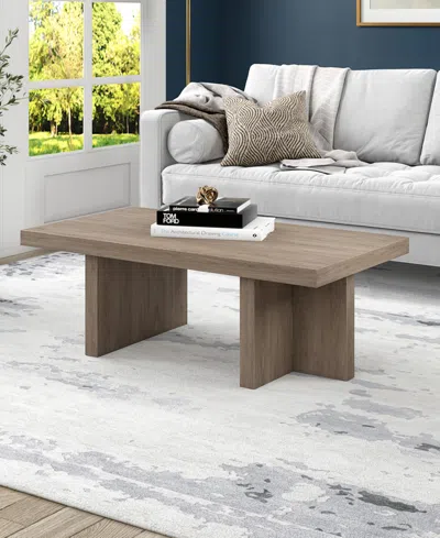Hudson & Canal 44" Dimitra Wide Rectangular Coffee Table In Antiqued Gray Oak