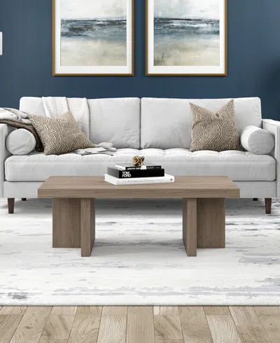 Hudson & Canal 44" Dimitra Wide Rectangular Coffee Table In Antiqued Gray Oak
