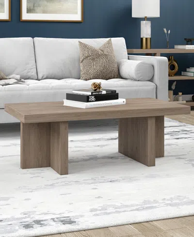 Hudson & Canal 44" Dimitra Wide Rectangular Coffee Table In Antiqued Gray Oak