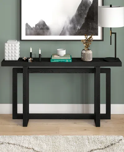 Hudson & Canal 55" Breslow Wide Rectangular Console Table In Black Grain